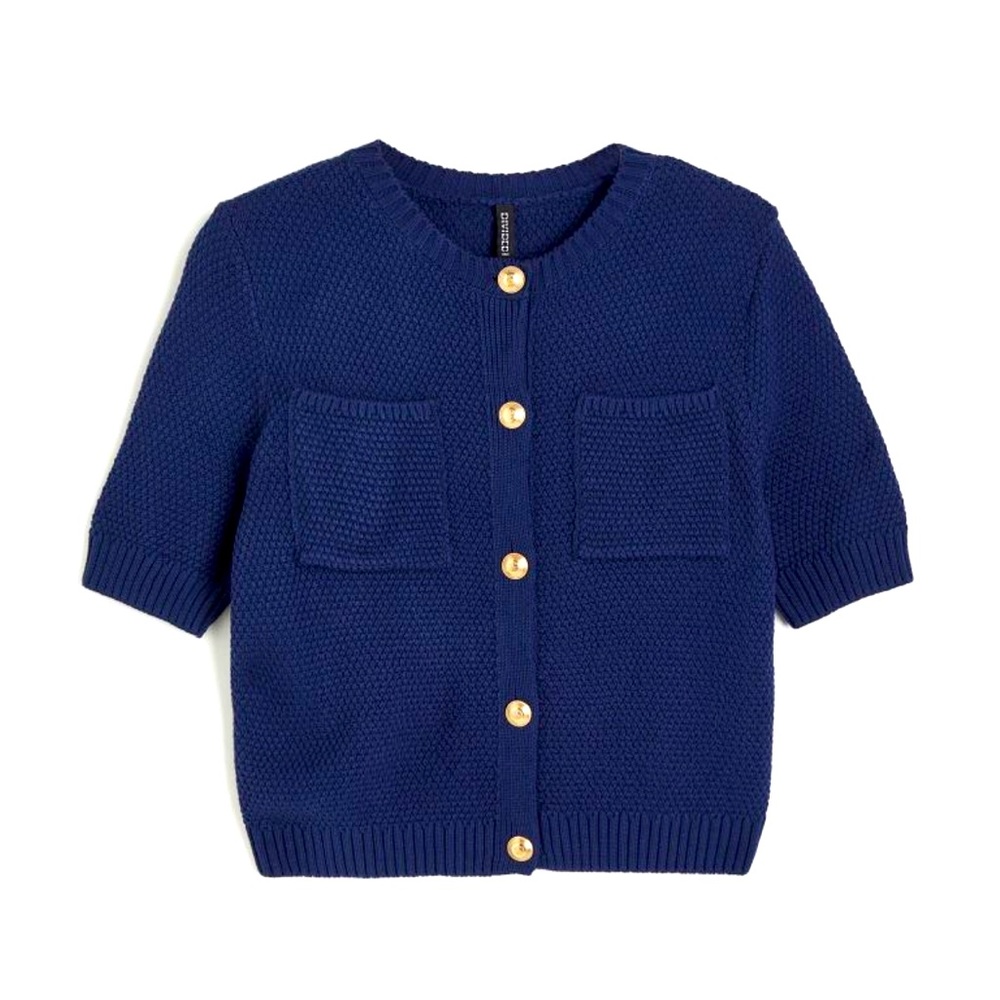 H&M Textured Knit Short Sleeve Cardigan - M